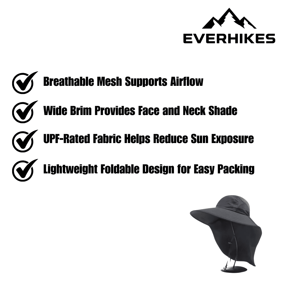 Sun Hat, Lightweight Breathable Wide - Brim Outdoor Hat - Everhikes