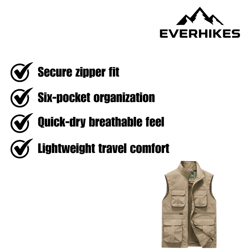 Travel Vest Lightweight Quick - Dry Multi - Pocket | Everhikes - Everhikes
