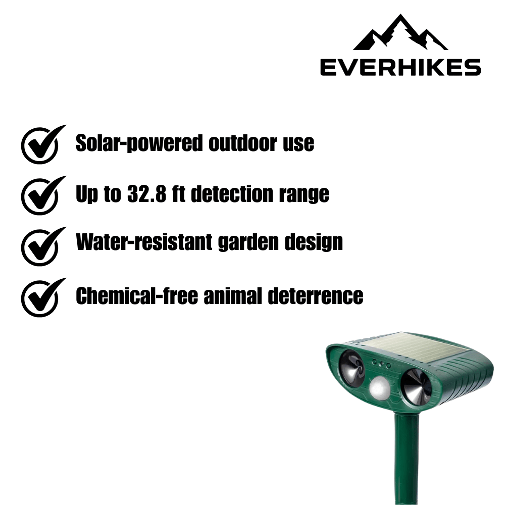 Ultrasonic Animal Repeller Solar-Powered Water-Resistant - Everhikes