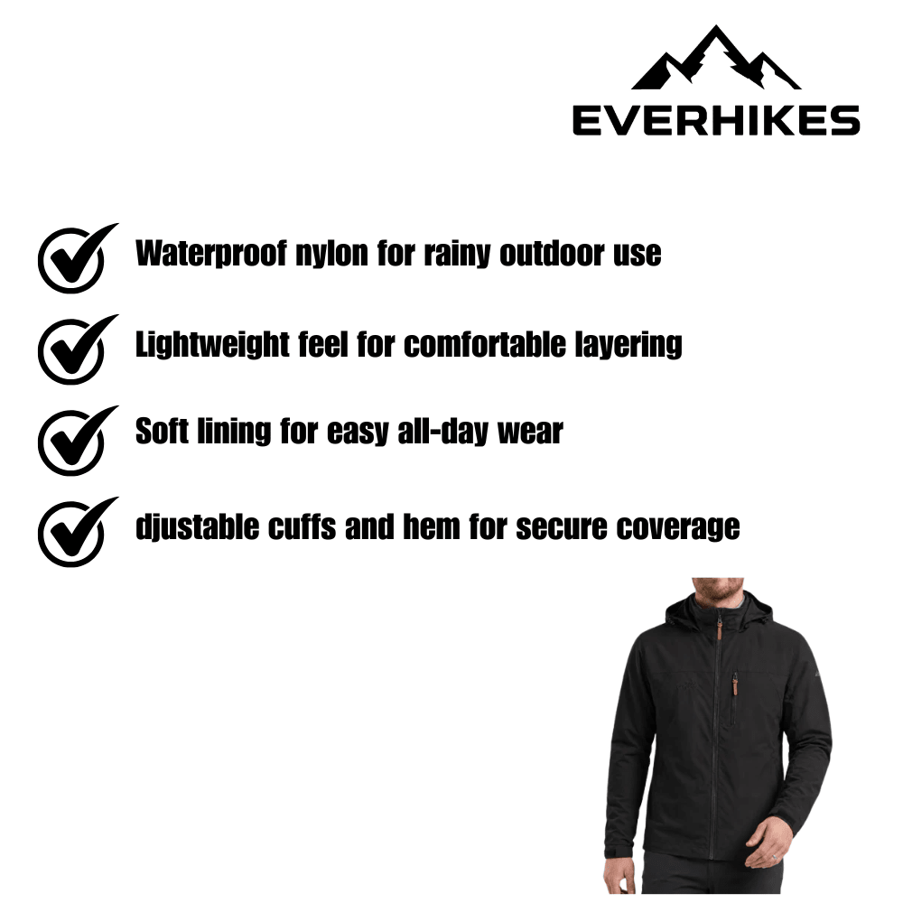 Waterproof Jacket, Lightweight Outdoor Adjustable Cuffs & Hem - Everhikes